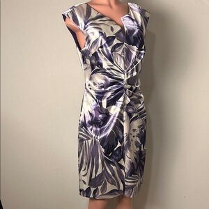 Dress Barn Dress Women’s Purple/ White Sleeveless Cocktail  Floral Work  Size 12